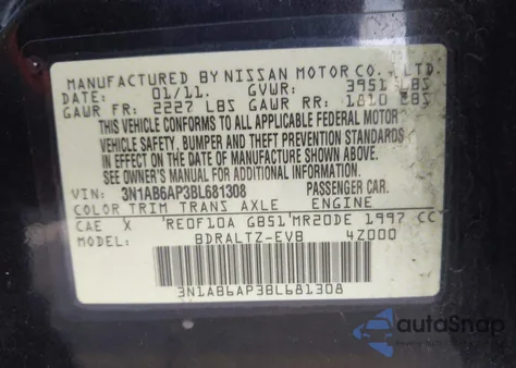 2011 Nissan Sentra 2.0S from USA, damaged, VIN 3N1AB6AP3BL681308